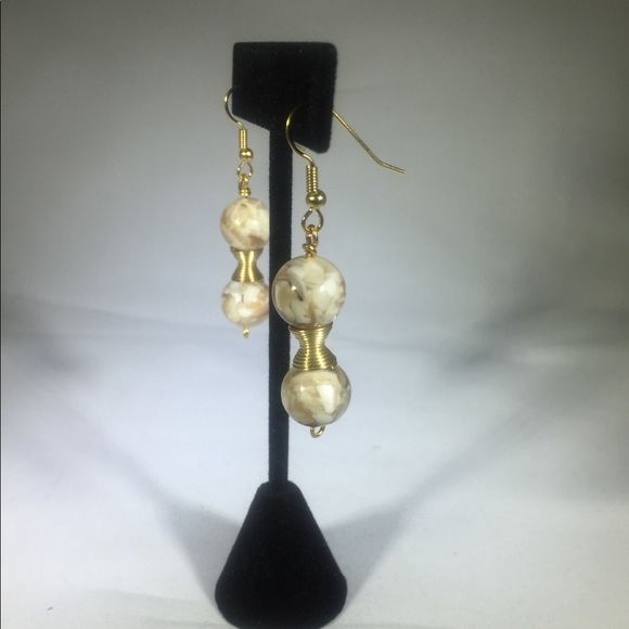 Handmade Drop Mother of Pearl Earrings - Picture 3 of 3